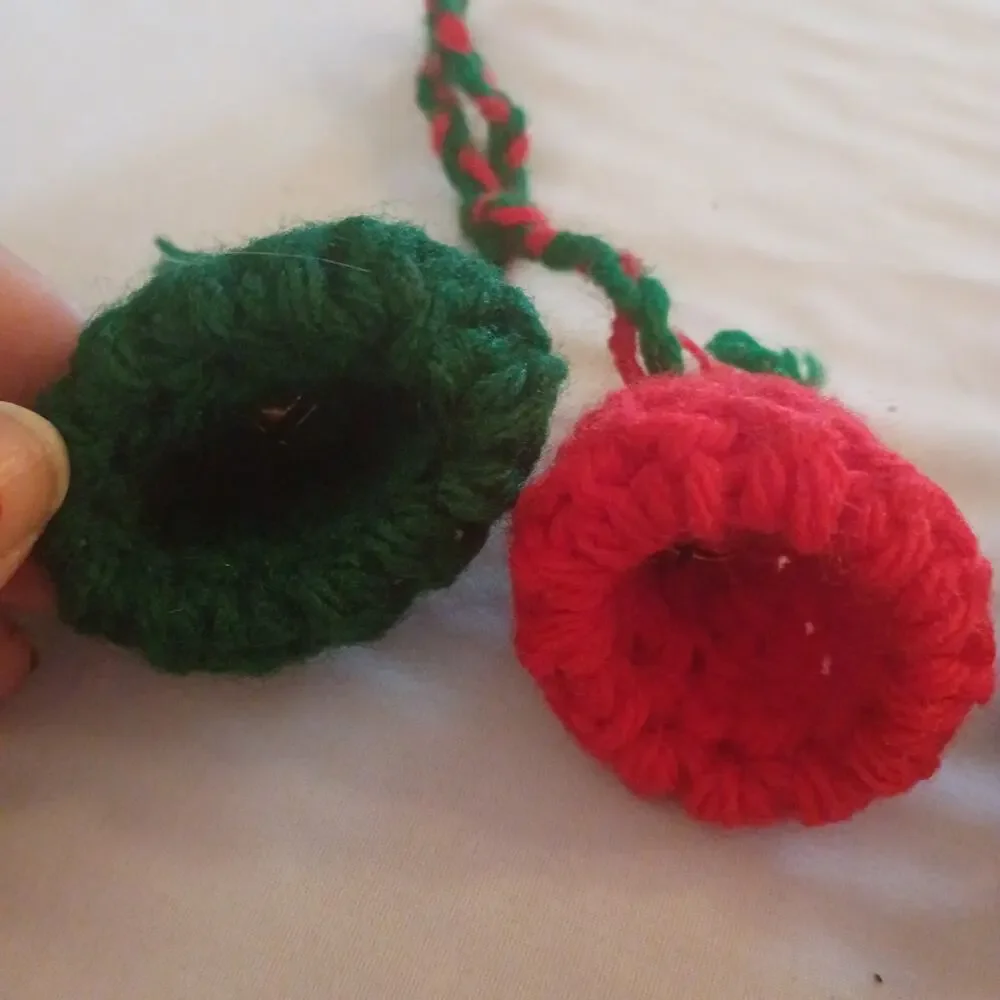 Lot of 4 Crochet Handmade Jingle Bell Christmas Holiday Tree Ornaments